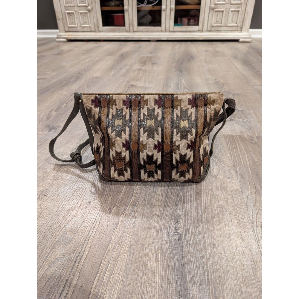 Vintage Sharif USA Artisan Tapestry Patchwork Leather Shoulder Bag Whimsigoth